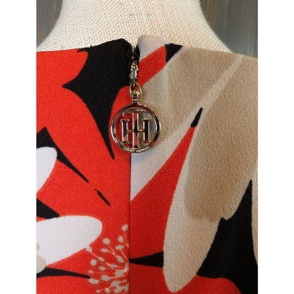 Tommy Hilfiger Dress Women's Size 4 Red Black Floral Pockets A Line Mini - Picture 6 of 13